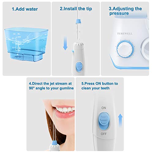 Turewell FC165 Water Flossing Oral Irrigator, 600Ml Dental Cleaner 10 Adjustable Pressure thumb #5