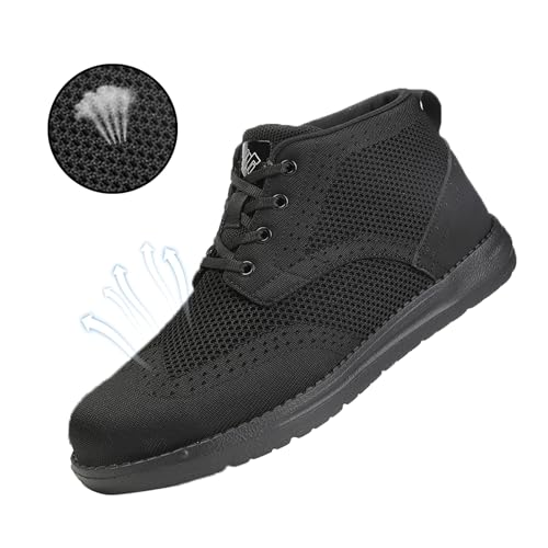 Image of NIFOFISE Steel Toe Shoes for Men Womens，High-Cut Indestructible Construction Wide Work Safety Shoes Slip Resistant Comfortable Lightweight Breathable Sneakers Zapatos de Trabajo para Mujer