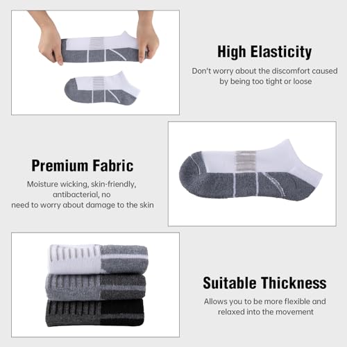 COOVAN Socks for Men Athletic Low Cut Sock with 12 Pairs,Ankle Socks Men Cushion 12 Pack Running Casual Sock2
