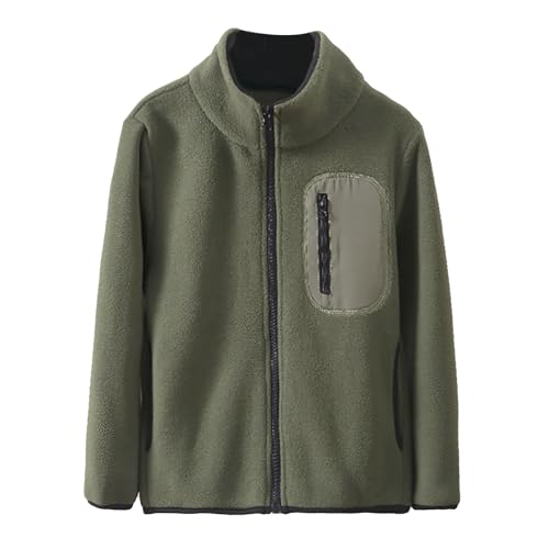 Teen Kids Fuzzy Coats Front Zipper Pockets Fleece Fall Winter Outwear Full Zip up Plush Thick Warm Jackets Clothes