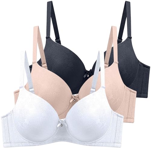 Lot de 3 Soutiens Gorge Classiques Bralette Femme avec Armature Grande Taille Soutien Gorgé Remonte Poitrine Comfit Push Up Bra Non Rembourré Brassière...