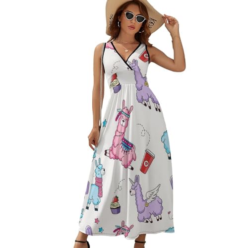 Robe Maxi Sans Manches au Tombé Fluide et Finition Col V - 6