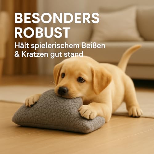 Brunolie Kuschelkissen Lilly für Hunde – Grau – 25x20x6 cm – Waschbar bei 30 °C – Robust und Kuschelig – Made in Europe