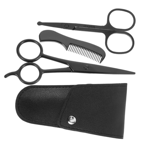 1 set di forbici da barba, forbici per sfoltire i del viso, set per la cura della barba, per uomini e baffi, set per la cura della barba