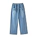 Girls Jeans, Baggy Jeans for Girls Wide Leg Ripped Elastic High Waisted Denim Pants Y2K Cute Casual Streetwear 4-15Y