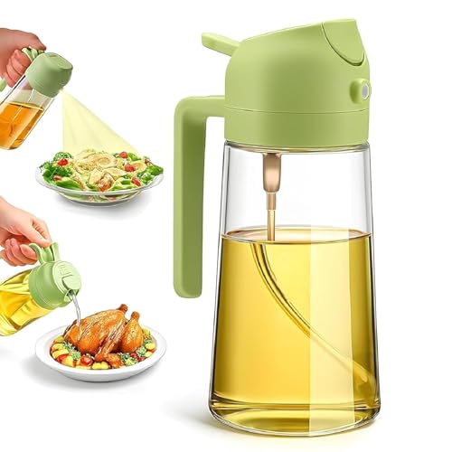 Image of 2-in-1 Oil Dispenser & Spray Bottle for Cooking | Glass Olive Oil Sprayer with Handle | Pour & Fine Mist Spray, Leak-Proof Oil Bottle for Air Fryer, Salad, BBQ & Kitchen (Pack of 1, 500 ml)