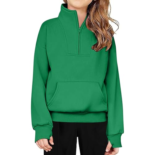 Teen Girls Half Zip Pullover Hoodies Long Sleeve Cropped Sweatshirts Girl Fall Winter Fashion Clothes 5-14 Years