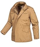 m65 feldjacke beige Hauptreißverschluß mit Windschutzleiste, Nylonkapuze im Kragen gegen Nässe und Wind. Tunnelzug in Taillenhöhe und am Jackenende.