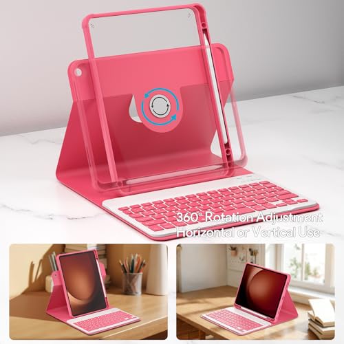 Funda para Galaxy Tab A9 Plus con teclado inalámbrico y rotación de 360 grados YBING 6