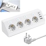 Stable et sûr - Protection pour vos appareils : cette multiprise offre une protection complète avec protection contre les surtensions, les surintensités, les surcharges et les antistatiques. La sécurité enfant protège les enfants et les animaux domestiques contre les contacts accidentels. Avec un angle de 90° pour un placement stable et des interrupteurs indépendants pour chaque prise, cette prise d'angle offre une sécurité et un confort supplémentaires.