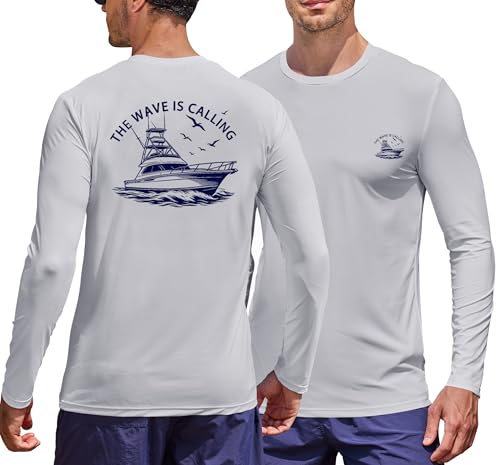 Image of Mens UPF 50+ Rash Guard Quick Dry Lightweight Summer UV Sun Protection Long Sleeve Swim Shirt (S-XXL)