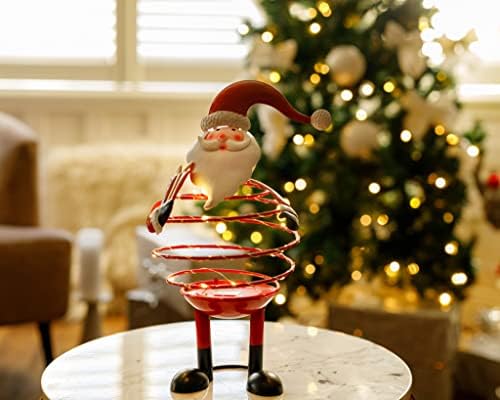 Marco Paul Interiors Traditional Spiral Santa Claus Christmas Decorations with LED Wobbly Light - Battery Operated Christmas Ornaments Free Standing Pre-Lit Hand Painted Father Christmas Indoor Home