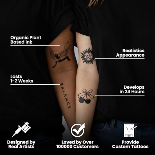 Image of Tattoos Cunning Steel Semi-Permanent Tattoo for Men & Women | Long-Lasting Temporary Design with Primer Wipe Included for Realistic Application | Waterproof Minimalist Body Art