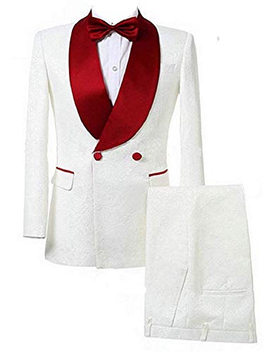 YZHEN Hommes Costume en Jacquard châle Revers Revers croisé Smoking Coupe Slim Cover