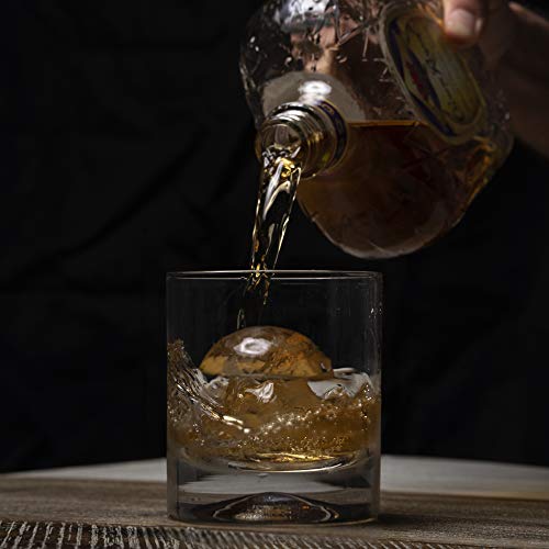 Premium Round Ice Cube Mold - Crystal Clear Whiskey Ice Ball Maker Mold - Craft Big Sphere Ice Cube Tray - Circle Ice Cubes Trays For Bourbon - Large Spherical Ice Molds For Whisky, Cocktails #TOP3