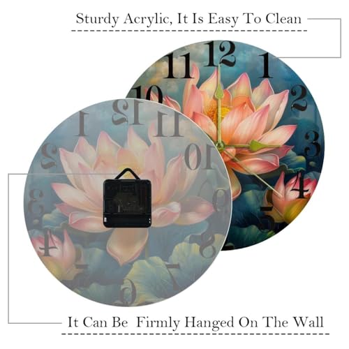 Horloge murale de qualité quartz forme lotus ronde sans tic-tac