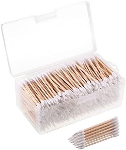 Norme 500 Pcs 3 Inch Gun Cleaning Swabs Long Cotton Swabs in Storage Box Long Pointed Tip with Wooden Handle Buds for Makeup Baby Pet Care