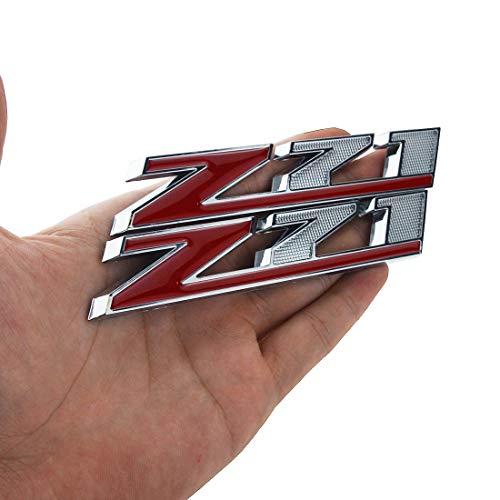 Image of 3D Rear Trunk Emblems Door Side Sport Badge Nameplate Lettter Compatible with Z71 5Inch (Silver Red)