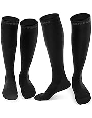 CAMBIVO 2 Pairs Compression Socks for Men and Women(20-30 mmHg), Compression Stocking for Swelling, Nurse, Flight (Black, LXL)