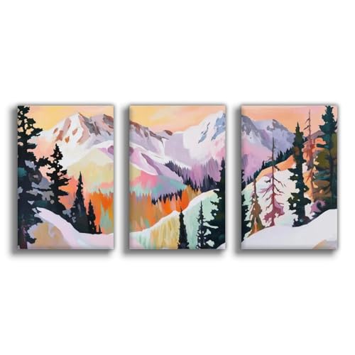 Impression sur toile paysages d'hiver vibrants UTGN 50x75 cm pour salon