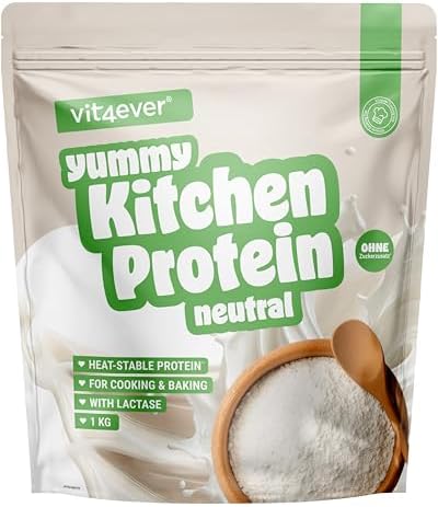 vit4ever Yummy Kitchen Protein - 1000 g - 82% Protein - Geschmacksneutral | Zum Backen & Kochen, Laktase, hitzestabil, low carb, low sugar, glutenfrei, ohne künstliche Aromen