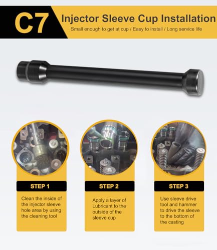 Yoursme for C7 Injector Sleeve Cup Removal Installation Tool with Parts Kit Fit for Caterpillar Cat 3126B C7 C9 with Style HUEI injectors