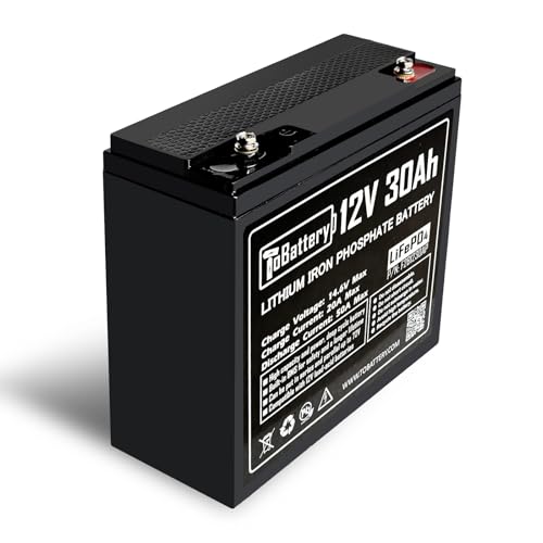 12V 30Ah Lithium LiFePO4 Battery 4000+ Deep Cycles & Maintenance-free Lithium Battery for Solar Fish Finder Marine Camping Trolling Motor Power Wheels Off-Grid Applications with 30A BMS