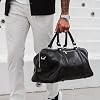 Time Resistance Full Grain Leather Small Duffel Bag - Gym Weekender Overnight Bag (Black)