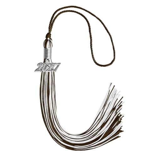 Endea Graduation Mixed Double Color Tassel With Silver Date Drop (Brown/White, 2027)