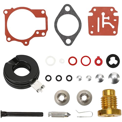 396701 Carburetor Rebuild Kit with Float Compatible with Johnson Evinrude 18 20 25 28 30 35 40 45 48 50 55 60 65 70 75 HP Marine Outboard Motors Carb Repair Kit Replaces 392061