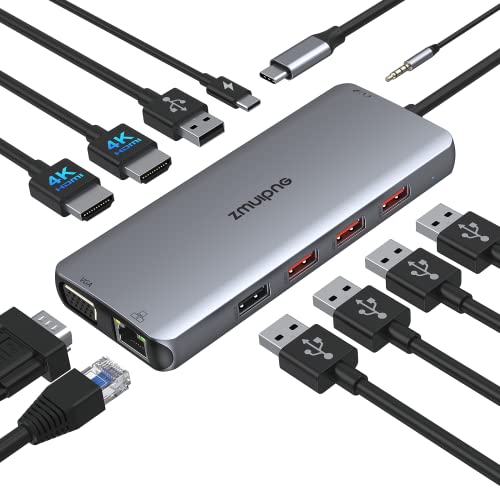 Docking Station BolAAzuL Thunderbolt 4-in-1: Doppio Monitor 4K 60Hz, HDMI, DisplayPort, USB 3.0, RJ45 – Hub Da Viaggio Con Cavo Integrato