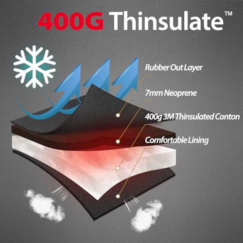 Rubber Work Boots for Men with Steel Toe, 400g Insulated, 1100N Puncture-Proof Hunting Boots with 7mm Neoprene Waterproof and EVA Midsole, Back Gusset, Ideal for Work,Farming Fishing Size 7-144