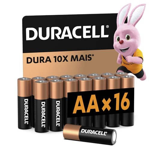 Duracell Pilha Alcalina AA Pequena Com 16 Unidades – Dura até 10x Mais – Ideal para Controle Xbox™, Brinquedos e Lanternas