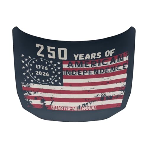 Image of America 250th Birthday Flag Car Hood Cover Elastic Fabric Car Hood Protector Removable Car Hood Accessories Suitable Most Automotive Sedans Pickup Trucks