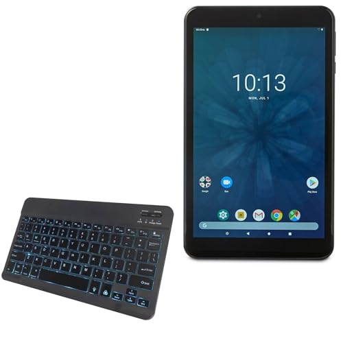 BoxWave Keyboard Compatible with ONN Tablet (8 in) - SlimKeys Bluetooth Keyboard - with Backlight, Portable Slim LED 7 Colors - Jet Black