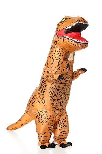 CHOIEO Fantasia inflável de dinossauro para adultos, fantasias de Halloween para homens e mulheres, fantasia de explosão unissex, Marrom, Tamanho Único