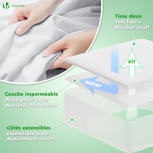 Protège matelas 90x190x30 cm VOUNOT imperméable et respirant