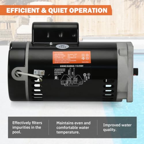Image of B2854 1.5 HP Pool Pump Motor Compatible with A.O. Smith Century B854, for Pentair Sta-Rite WhisperFlo Challenger Pinnacle Anthony AR2 Pumps, 1-1 /2 HP Single Square Flange 56Y Frame 115 /230V 3450RPM
