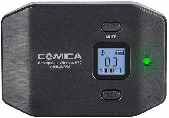 Close-up of the Ikan CVM-WS50B receiver's LCD screen and control buttons