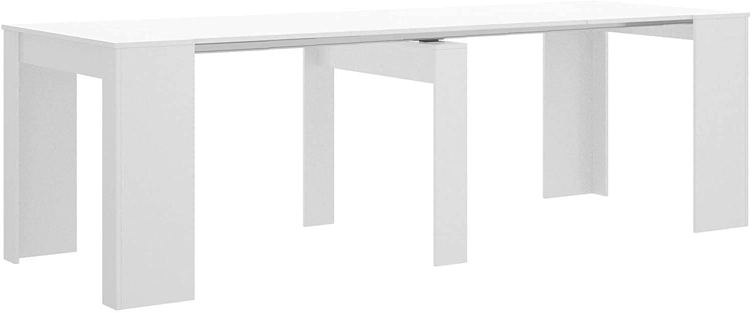 Mobelcenter - Mesa de Comedor Consola Extensible, Mesa para Salón recibidor o Cocina, Mesa Fuelle Extensible, Color Blanco Brillo (589)