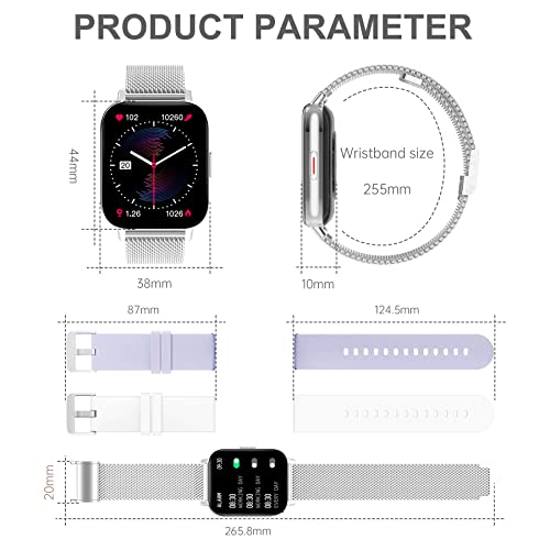 Erkwei Smart Watch For Women(Answer Call/Dial) Waterproof Smartwatch For Android Ios Phones 1.7 Inches Fitness Tracker With Pedometer Heart Rate Sleep Monitor Digtal Watch Silver #TOP6