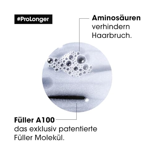 Foto von L'Oréal Professionnel Stärkendes Haarshampoo für langes und dünnes Haar, Mit Filler A-100 & Aminosäuren, Serie Expert, Pro Longer Shampoo, 300 ml