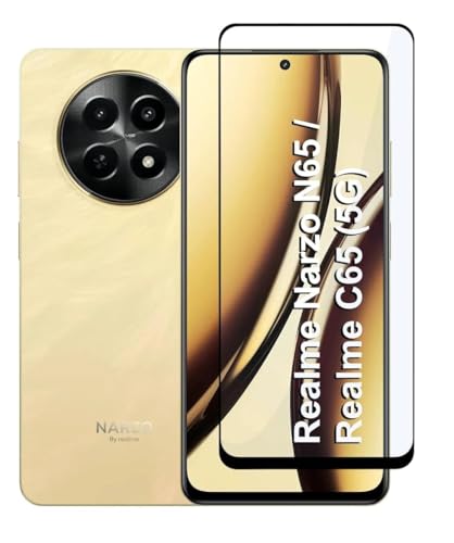 Image of DD SON Tempered Glass Screen Protector Compatible for Realme Narzo N65 / Realme C65 (5G) HD Glass with Edge to Edge Coverage and Easy Installation kit,Black