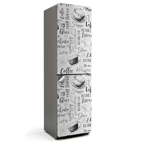 Sticker auto-adhésif 60x205 couvrant entièrement le frigo motif café