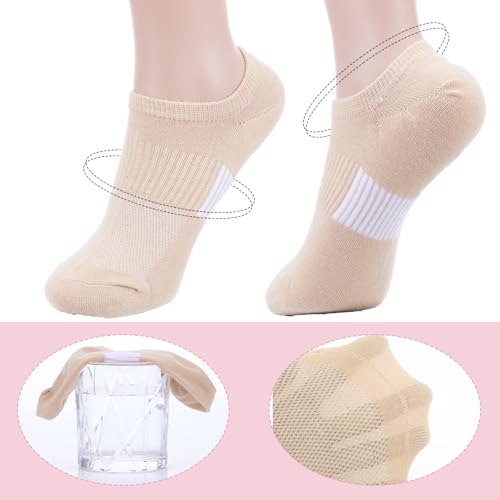 5 Pairs No Show Socks, Womens Cotton Non Slip Low Cut Thin Ankle Short Casual Invisible Socks, Women's Athletic Running Sneaker Liner for US Size 5-103