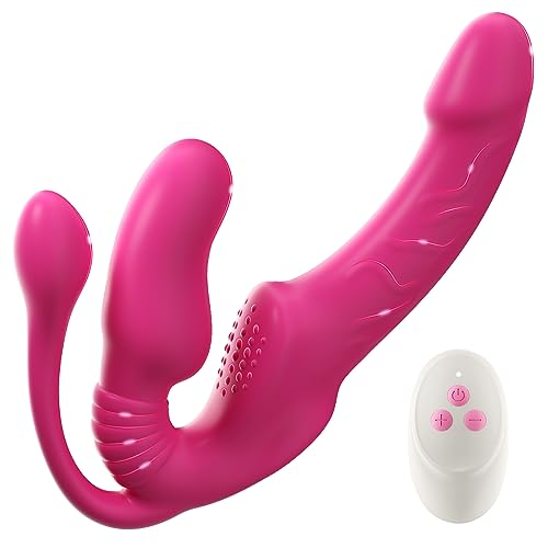 Dildo Vibrator Sex Spielzeug für die Frau Klitoris G-Punkt mit 10 Vibrationsmodi, Dreiköpfiger Dildos Vibration für Frauen und Lesbische mit Fernbedienung