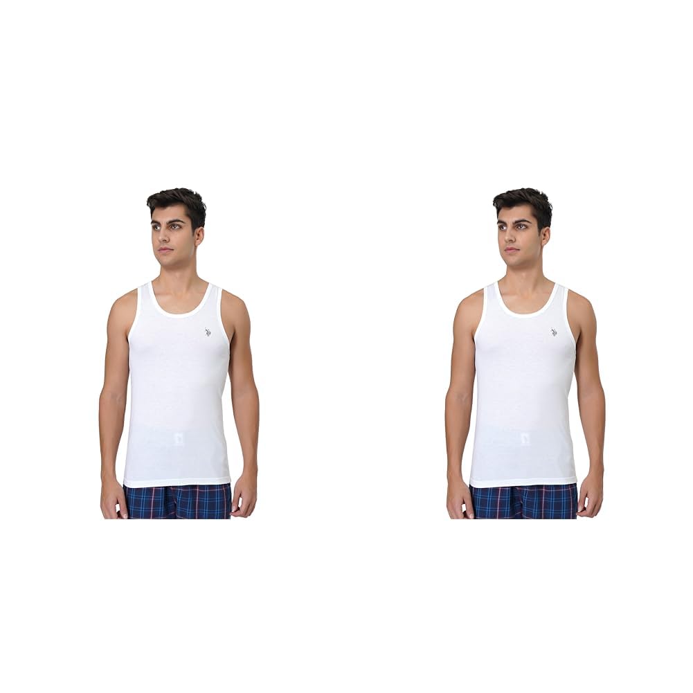 u.s. polo assn. Men Antibacterial Cotton Bamboo Pv001 Skinny Fit Vest - Pack of 2 (White Large)-picture-15