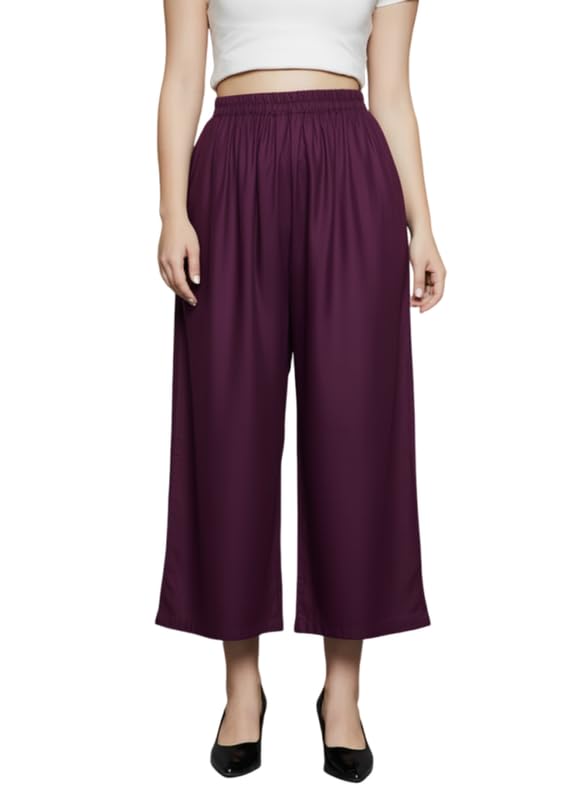 mirhanika Super Soft Viscose Rayon Flared Palazzo Pants for Women Stylish Wide Leg Straight Relaxed Fit Casual Ethnic Office Wear-picture-15