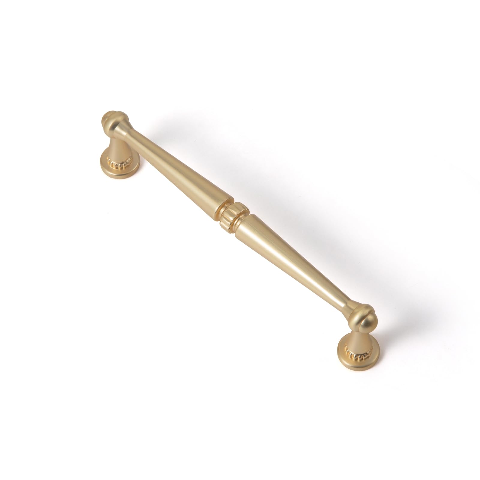 Goo-Ki 6 Pack Brushed Brass Gold Drawer Pulls Kitchen Cabinet Hardware - 5" Hole Center Modern Dresser Furniture Handles for Bar Cupboard Bathroom Closet Wardrobe, 066TLS-128