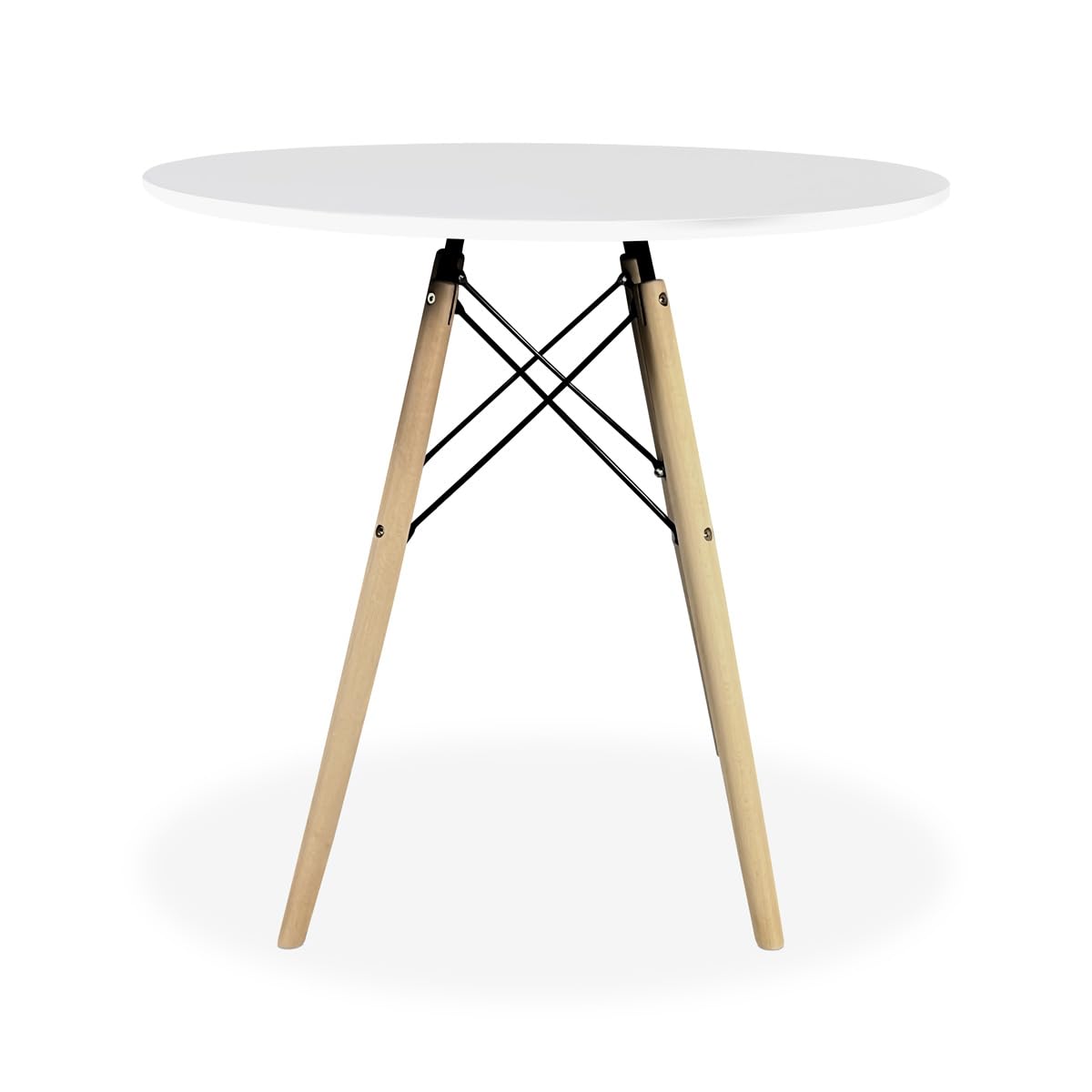 Homey - Mesa Redonda de Comedor o Cocina Acabada en Blanco Modelo Malmö, Práctica y Funcional. Medidas: 80 cm (Largo) x 80 cm (Ancho) x 75 cm (Alto)